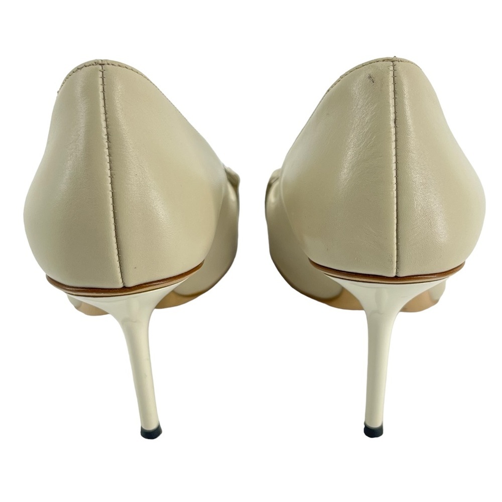 Gucci Womens Cream Colored Pump Open Toe High Heels Size 36.5 Tan color size 6 - Picture 8 of 10